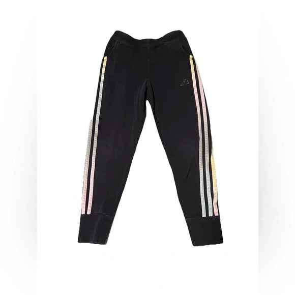 Adidas Rainbow Striped Slim Fit Leggings Girls Small (7/8) - Picture 2 of 3